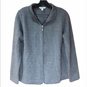 Croft & Barrow: Quilted Heather Grey Full Zip Up Loungewear Jacket Coat‎ Medium